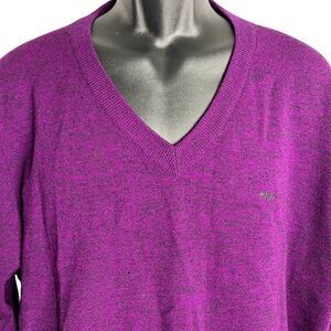 Vintage Mens Fila Italian Wool Sweater XL Purple V Neck Pullover Long Sleeves